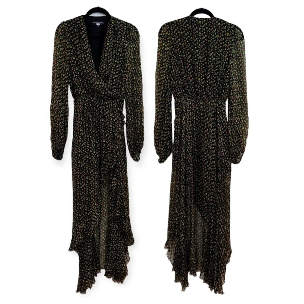 Caroline Constas 100% Silk Vivian Winter Floral V Neck Designer Maxi Dress XS - Picture 2 of 10